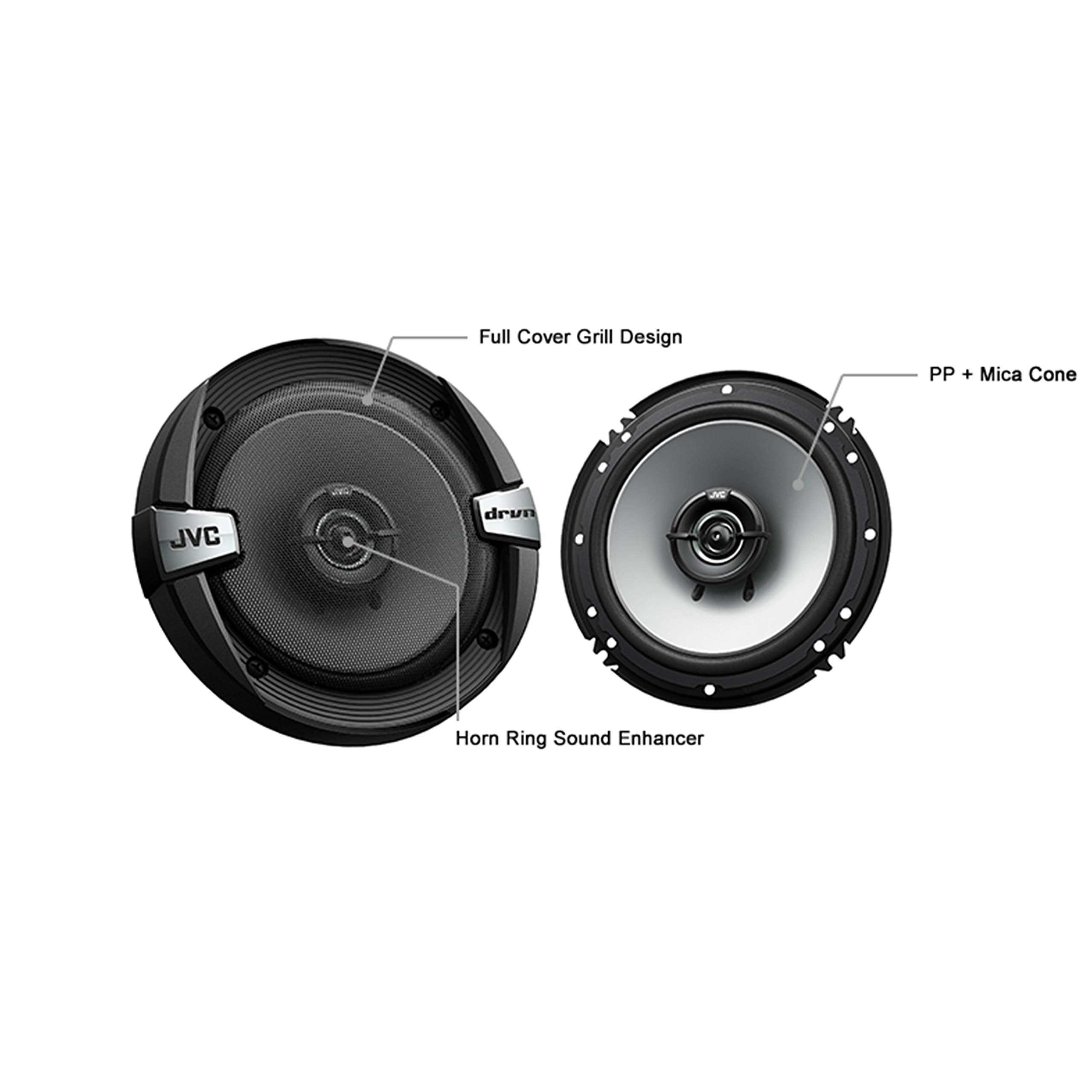 Pair Of Jvc Cs-Dr162 Dr Series 6.5 Inch 2-Way Coaxial Speakers (300 Watts Peak) - 2 Speakers + Gravity Magnet Phone Holder